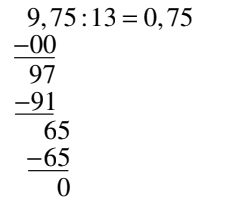 Schriftliche Division mit dem Ergebnis 0,75